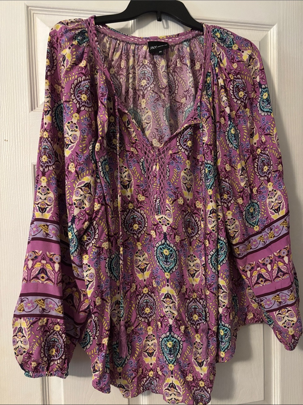Jones New York Lavender Paisley Boho Tunic Top